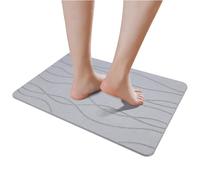 E-RFSEY Bath Mat Stone Non-Slip Bath Mat Quick Drying Natural Stone Floor Mat 60 x 39 cm Ultra Absorbent Diatomaceous Earth Bath Mat Keeps You Dry Like Eh and Ever (Light Grey)