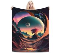 E-RIDES 100x125CM Spherical Landscape at SunsetBlanket, Soft & Cozy for Adults & Kids, Unique Birthday Gift Blanket, Perfect Home Decor Blanket, Ideal for Couch, Bed, Office, Travel, All Seasons
