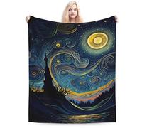 E-RIDES 100x125CM Starry Night in Art Deco Style Blanket, Soft & Cozy for Adults & Kids, Unique Birthday Gift, Perfect Home Decor, Ideal for Couch, Bed, Office, Travel, All Seasons