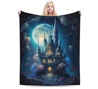 E-RIDES 125x150CM Fairytale Castle Blanket, Soft & Cozy for Adults & Kids, Unique Birthday Gift, Perfect Home Decor, Ideal for Couch, Bed, Office, Travel, All Seasons