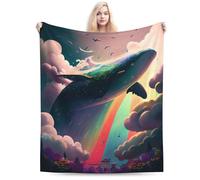 E-RIDES 150x200CM Whales Soaring in Stormy Sky Blanket - Soft & Cozy for Adults & Kids, Unique Birthday Gift, Perfect Home Decor for Couch, Bed, Office, Travel, All Seasons