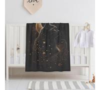 E-RIDES 76x100CM Baby and Pet Blanket - Bent Moon and Starry Cat Blanket Throw for Nursery, Toddlers and Pets, Cozy and Warm, Ideal for Cribs and Pet Beds - Perfect Newborn Baby Gift