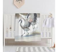 E-RIDES 76x100CM Baby and Pet Blanket - Cranes with Open Wings Blanket Throw for Nursery, Toddlers and Pets, Cozy and Warm, Ideal for Cribs and Pet Beds - Perfect Newborn Baby Gift