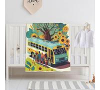 E-RIDES 76x100CM Baby and Pet Blanket - Sunflower Bus Blanket Throw for Nursery, Toddlers and Pets, Cozy and Warm, Ideal for Cribs and Pet Beds - Perfect Newborn Baby Gift