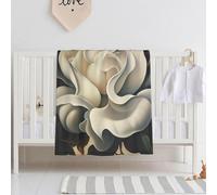 E-RIDES 76x100CM Small Flannel Blanket, Big White Flower Blanket for Babies, Kids, Cat, Dog, Travel - Lightweight Blanket for Couch, Bed, Car, and Stroller, Idea Birthday Gift