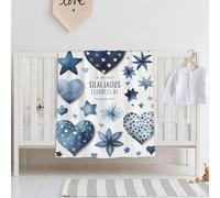 E-RIDES 76x100CM Small Flannel Blanket, Blue Heart Blanket for Babies, Kids, Cat, Dog, Travel - Lightweight Blanket for Couch, Bed, Car, and Stroller, Idea Birthday Gift