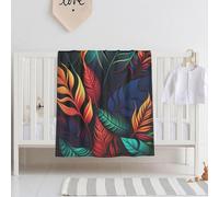 E-RIDES 76x100CM Small Flannel Blanket, Colorful Leaf Dance Blanket for Babies, Kids, Cat, Dog, Travel - Lightweight Blanket for Couch, Bed, Car, and Stroller, Idea Birthday Gift