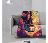 E-RIDES 76x100CM Small Flannel Blanket, Maiden with Flowers Blanket for Babies, Kids, Cat, Dog, Travel - Lightweight Blanket for Couch, Bed, Car, and Stroller, Idea Birthday Gift