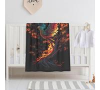 E-RIDES 76x100CM Small Flannel Blanket, Phoenix on the Red Tree Blanket for Babies, Kids, Cat, Dog, Travel - Lightweight Blanket for Couch, Bed, Car, and Stroller, Idea Birthday Gift