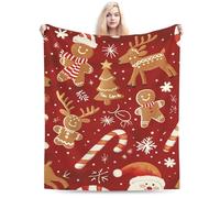 E-RIDES Gingerbread Fun Christmas Flannel Blanket 150x200CM, Soft and Cozy Holiday Throw for Couch, Bed, or Sofa, Festive Red Decor, Ideal for Women, Men, and Kids, Warm Blanket for Home