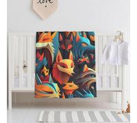 E-RIDES Small Blanket - Cartoon Wolf Blanket Throw for 76x100CM Nursery, Toddlers and Pets, Cozy and Warm, Ideal for Cribs and Pet Beds - Perfect Newborn Baby Gift