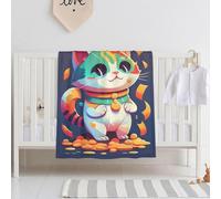 E-RIDES Small Blanket - Kawaii Cat in Gambling Blanket Throw 76x100CM for Nursery, Toddlers and Pets, Cozy and Warm, Ideal for Sofa and Pet Beds - Perfect Newborn Baby Gift