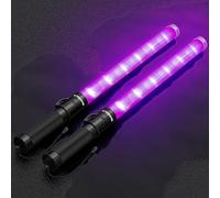 E-riding - 2 pack purple traffic wands, 21 inch traffic control wand with 3 flashing modes and side clip, LED safety cane for traffic control,
