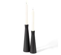 E-ROOM TREND Ceramic Candle Holders | Candle Stick Pillar S&L Set of 2 Decorative Candlestick Holders | for Home Decor Dinning Living Room Wedding Party Aromatherapy Votive (CH7080B) | Matte Black