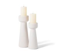 E-ROOM TREND Ceramic Candle Holders S&L Set of 2 Matte White