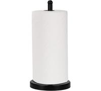 E-ROOM TREND Paper Towel Holder Heavy Weighted Base Sturdy Metal Paper Towel Dispenser Kitchen Steady Bathroom Towel Roll Stand Organizer Paper Roll Holder for Countertop Cabinet Matte Black(A076)