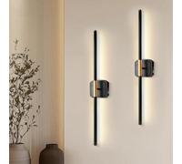 E-ROOM TREND Wall Light Indoor | 3-Color & RGB Color Modern Sconce | Wireless Remote Control | Energy-Saving Dimmable Ambient Lighting for Bedroom,Hallway,Living Room | Black 2 Pack (WL133B2E)