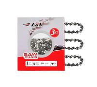 E & S 3 Pack 5" Saw Chain, 0.31" Pitch 0.43" Thickness 28 Drive Links Semi Chisel Saw Chains for Husqvarna, Poulan, Craftsman, Greenworks and More Chainsaw Brands