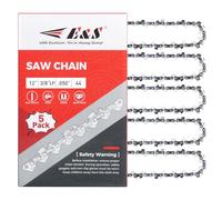 E & S 5 Pack 12 Inch Chainsaw Chain 3/8" LP Pitch .050" Gauge 44 Drive Links Semi-Chisel Chain Saw Chains for Oregon, Stihl, Husqvarna, Poulan, Craftsman, Greenworks and More Chainsaw Brands