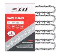 E & S 5 Pack 18 Inch Chainsaw Chain .325" Pitch .050" Gauge 72 Drive Links Semi-Chisel Chain Saw Chains for Oregon, Stihl, Husqvarna, Poulan, Craftsman, Greenworks and More Chainsaw Brands