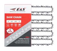 E & S 5 Pack 20 Inch Chainsaw Chain 3/8" Pitch .058" Gauge 72 Drive Links Semi-Chisel Chain Saw Chains for Oregon, Stihl, Husqvarna, Poulan, Craftsman, Greenworks and More Chainsaw Brands