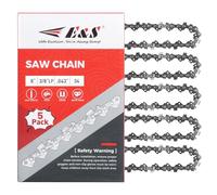 E & S 5 Pack 8 Inch Chainsaw Chain 3/8" LP Pitch .043" Gauge 34 Drive Links Semi-Chisel Chain Saw Chains for Oregon, Stihl, Husqvarna, Poulan, Craftsman, Greenworks and More Chainsaw Brands