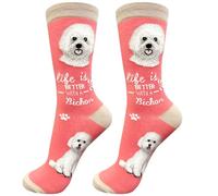 E&S Pets Pet Lover Socks - Dog & Cat Socks - Unisex Novelty Gifts, Bichon Frise, One Size