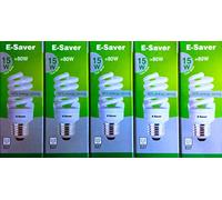 E-Saver - CFL Full Spiral - Energy Saving Light Bulbs -15w = 80 Watt - (Pack of 6) - 4200k Cool White Light Bulbs - Screw in Cap - Screw Edison (ES - E27 Bulb)