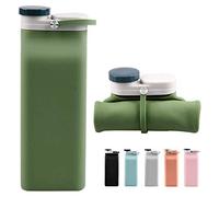 E-Senior Collapsible Water Bottle BPA Free - 20 oz Foldable Water Bottle for Travel Sports Bottles with Triple Leak Proof Lightweight (Green)