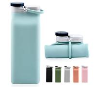 E-Senior Collapsible Water Bottle BPA Free - 20 oz Foldable Water Bottle for Travel Sports Bottles with Triple Leak Proof Lightweight (Blue)