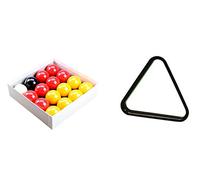 E-Service Red And Yellow Standard 2" Pool Balls (16 Piece) 1 7/8" Cue Ball and Triangle