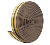 E Shape Weather Stripping Seal Strip for Doors & Windows Frame Insulation Large Gap Draft Excluder Anti Collision Wind Proof Self Adhesive Rubber Backing Weather Stripping Draught excluder (Brown)