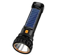 E-SHIDAI Solar/Rechargeable Multi Function 1000 Lumens LED Torch, with Emergency Strobe Flashlight and 1200 Mah Battery, Emergency Power Supply and USB Charging Cable, Fast Charging (1PC)