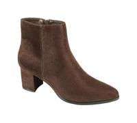 E. SHOES BY EMMA Women’s Boots Suede Ankle Block Heel Smart Casual Side Zip Ladies Boots (Chocolate, Regular, UK Footwear Size System, Adult, Women, Numeric, Medium, 4)
