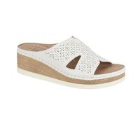 E. SHOES BY EMMA Womens Wedge Slides with Rhinestone Embellishments, Espadrille Wedge Heel Summer Sandals (White, UK Footwear Size System, Adult, Women, Numeric, Medium, 6)