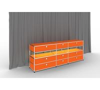 E Sideboard illuminated 9 drawers pure orange USM Haller - USM E SIDEBOARD GR REINORANGE