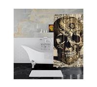 (E) Skull pattern waterproof shower curtain art halloween decoration bathroom curtain
