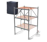 E-SMARTER 3 Tier Heated Clothes Airer with Cover, 30 Heated Bars Electric Clothes Dryer Rack, Heated Airer, Clothes Horse, Save Spacing, Cover for Faster Drying