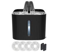 E-SMARTER Cat Water Fountain for Drinking, 2L Quiet Cat Fountain with 4x Activated Carbon Filters & 2x Sponges, Visible Water Level Cactus Shaped, Pet Water Fountain for Multiple Pets, Black