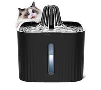 E-SMARTER Cat Water Fountain for Drinking, 2L Quiet Cat Fountain with Activated Carbon Filter & Sponge, Visible Water Level Pet Water Bowl, Cactus Shaped, Pet Water Fountain for Multiple Pets, Black