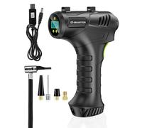 E-SMARTER Cordless Tyre Inflator Air Compressor, 12V USB Rechargeable, 150PSI Max, Car & Motorcycle Tyre Pump with Memory Function & Auto Shut Off, Includes 3 Nozzles & Storage Bag
