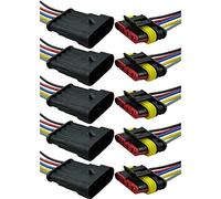 E Support™ 5Pcs 5 Pin Way Car Auto Waterproof Electrical Connector Plug Socket Kit with Wire AWG Gauge Marine