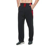 E-SURPA Men's Athletic Pant with Pockets Open Bottom Sweatpants for Men Workout, Exercise, Running - Black - Large