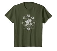E.T. and Elliott Bicycle Moon Phases T-Shirt, Youth, Olive Green, Small