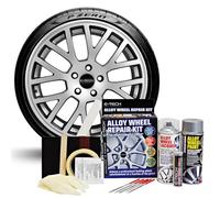E-TECH Alloy Wheel Repair Kit - wheel rim refurbishment to professionally restore and refurbish car alloy wheel rim damage, scuffs & scrapes (Metallic Silver)