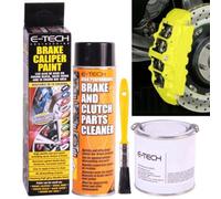 E-TECH Yellow Brake Caliper/Drum Paint - EBCP-Y - Complete Kit inc Paint/Cleaner & Brush