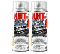 E-TECH XHT Clear Lacquer Twin pack - (Clear) Extremely High Temperature Spray Paint - Heat Rated 800'C - 400ml Can Size