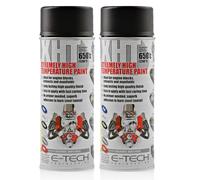 E-TECH XHT Paint Twin Pack - (Black) Extremely High Temperature Spray Paint - Heat Rated 650'C - 400ml Can Size