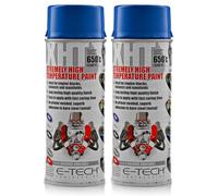 E-TECH XHT Paint Twin Pack- (Blue) Extremely High Temperature Spray Paint - Heat Rated 650'C - 400ml Can Size