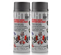 E-TECH XHT Paint Twin Pack - (Graphite) Extremely High Temperature Spray Paint - Heat Rated 650'C - 400ml Can Size